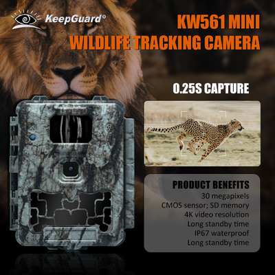 KW561 Wildlife Trail Infra Cam Mini 30MP 0.25s Velocità Risoluzione video 4K Sensore CMOS impermeabile Memoria SD Visione notturna