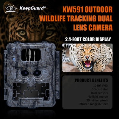 KW591 Camera da caccia all'aperto senza luce Due sensori 1080P FHD Camera da caccia notturna