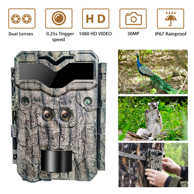 KW698A fotocamera da caccia a doppio obiettivo 2 sensori fotocamera da esplorazione 4K videocamera da gioco visione notturna