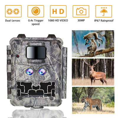 KW591 fotocamera per la fauna selvatica senza luce sensori doppi 1080P impermeabile IP67 0.4s velocità di attivazione fino a 512GB di archiviazione Fotocamera da caccia