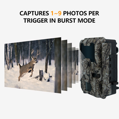 KW865 WIFI Camera nascosta impermeabile IP67 20MP 0.6s velocità di attivazione fino a 512GB di archiviazione