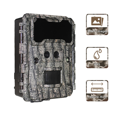 Fotocamera da caccia all'aperto KW696 a doppia lente 30MP impermeabile IP67 visione notturna 1080p fino a 512GB di archiviazione fotocamera senza traccia luminosa