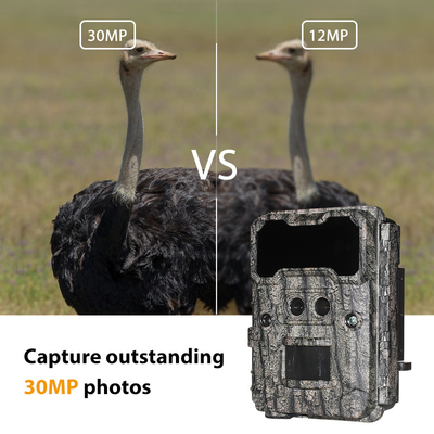 Fotocamera da caccia all'aperto KW696 a doppia lente 30MP impermeabile IP67 visione notturna 1080p fino a 512GB di archiviazione fotocamera senza traccia luminosa