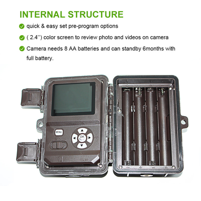 Trail Camera ODM/OEM KW571 impermeabile IP67 Sensore CMOS senza lucentezza 30MP foto 1080P 0,25s velocità di attivazione visione notturna