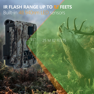 Fotocamera per la fauna selvatica KW591 senza luce sensori doppi 1080P impermeabile IP67 0.4s velocità di attivazione fino a 512GB di archiviazione Fotocamera da caccia