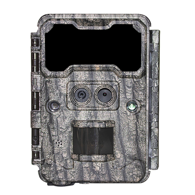 Fotocamera da caccia all'aperto KW696 a doppia lente 30MP impermeabile IP67 visione notturna 1080p fino a 512GB di archiviazione fotocamera senza traccia luminosa