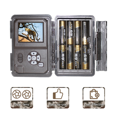 Fotocamera da caccia all'aperto KW696 a doppia lente 30MP impermeabile IP67 visione notturna 1080p fino a 512GB di archiviazione fotocamera senza traccia luminosa