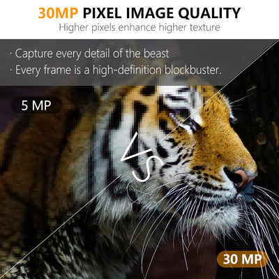 Tempo di attivazione veloce Fotocamera da caccia da 30 MP con modalità foto video e foto video per il monitoraggio della fauna selvatica Fotocamere da caccia HD