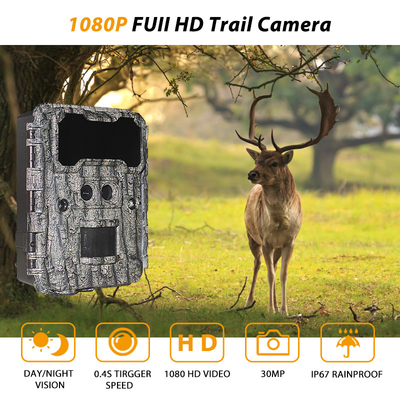 Fotocamere da caccia HD da 30MP con visione notturna LED senza lucentezza e funzione PIR per la sorveglianza della fauna selvatica