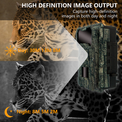 Fotocamere da caccia HD da 30MP con visione notturna LED senza lucentezza e funzione PIR per la sorveglianza della fauna selvatica