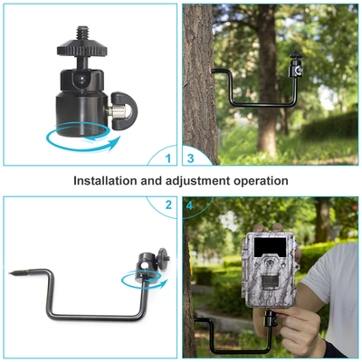 appendiabiti all'aperto con 3 fori a vite a 360 rotazioni per fotocamera da caccia