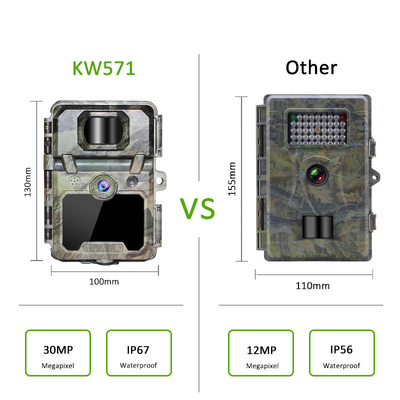 Fotocamera da caccia KW571 con 30MP 1080P impermeabile IP67 0,25s innesco fino a 512GB di spazio di archiviazione per la caccia alle specie selvatiche