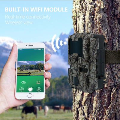Telecamera da caccia con connessione WIFI KW865 impermeabile IP67 IR flash gamma fino a 82 piedi visione notturna 20MP/1080P per l'osservazione della fauna selvatica