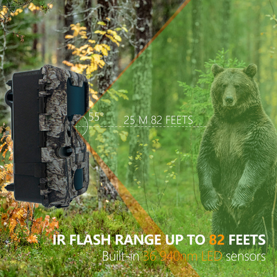 Fotocamera di caccia 20MP 1080P Fotocamera per la fauna selvatica Ignifuga IP67 Gioco e prova Fotocamera fino a 512GB Memoria fino a 82 piedi