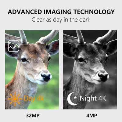 Fotocamera da caccia con piccole dimensioni KW788 0.1s tempo di risposta 32MP video 4K impermeabile IP67 fino a 512GB per l'osservazione della fauna selvatica