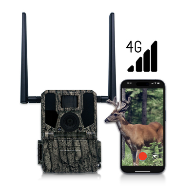 Camere da caccia e da tracciamento pannello solare 4G telecamera wireless KW897 con doppia antenna 100ft Night Range 36MP 2K Video a 30fps