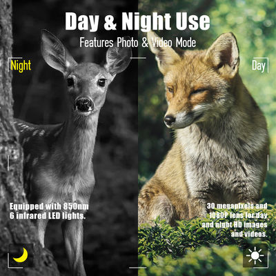 Fotocamera di caccia a infrarossi 30MP1080P Fotocamere a doppio obiettivo per giochi all'aria aperta Trap Wildlife Waterproof 940nm IR Camera