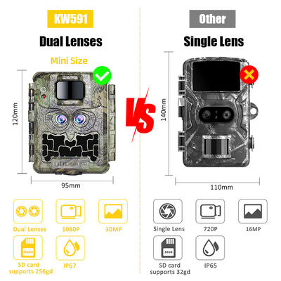Promozione vendita 39USD Doppio obiettivo/doppio sensore Wildlife Game Camera 30MP 1080P No-Glow 940nm Con Sensore Giorno e Notte