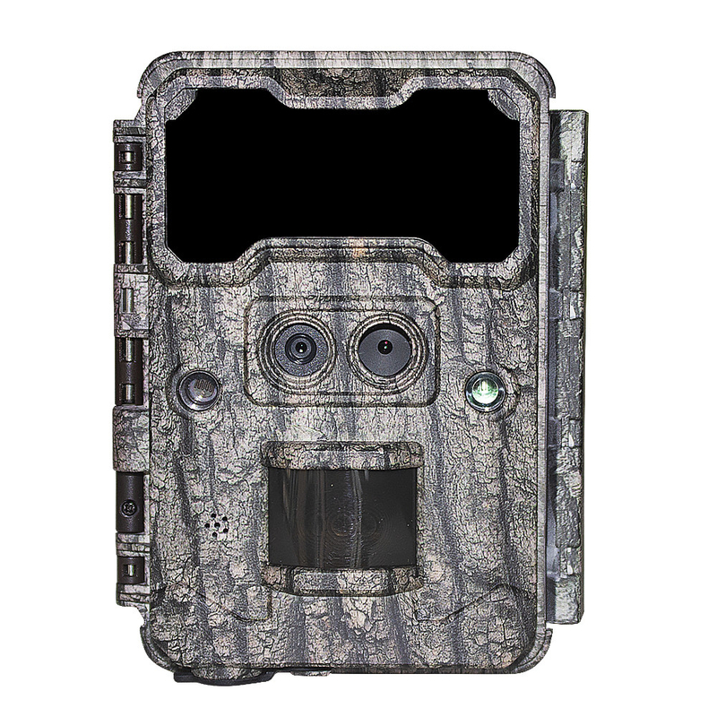 Fotocamera da caccia all'aperto KW696 a doppia lente 30MP impermeabile IP67 visione notturna 1080p fino a 512GB di archiviazione fotocamera senza traccia luminosa